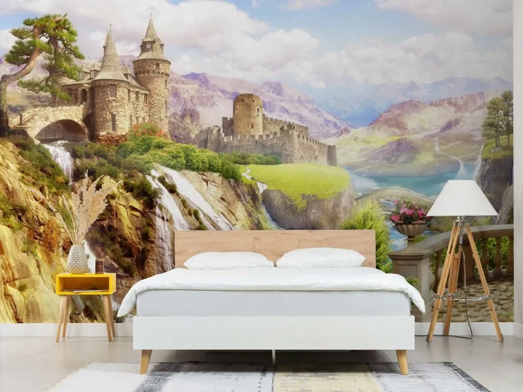 Фотообои в интерьере балкон с видом на замок  19-0045 фото