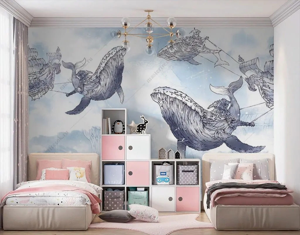 Фотообои Большие киты в небе  9-1700