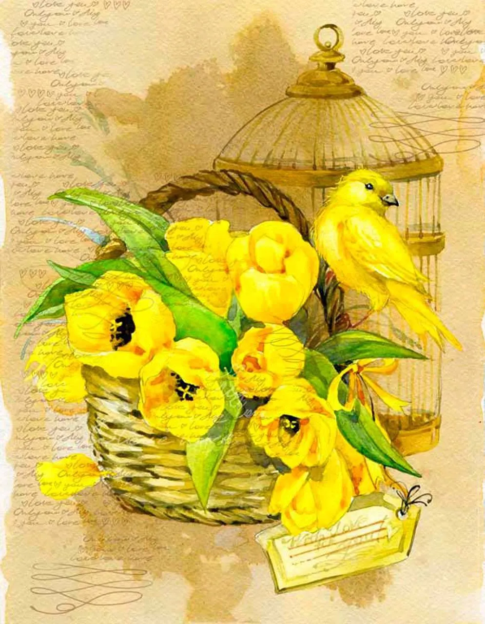 Фотообои в интерьере тюльпаны в корзине  10-137 фото