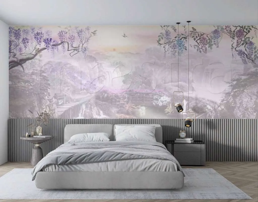 Фотообои Дерево в фиолетовом тумане  7-413