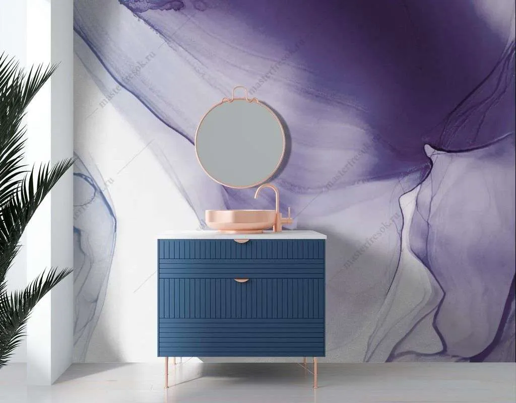 Фотообои в интерьере сиреневые разводы  9-1534 фото