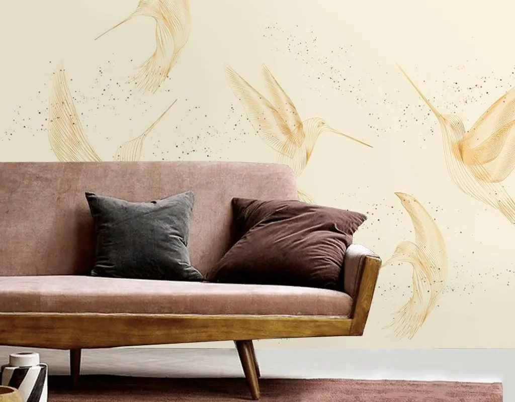 Фотообои в интерьере калибри на бежевом фоне  9-2107 фото