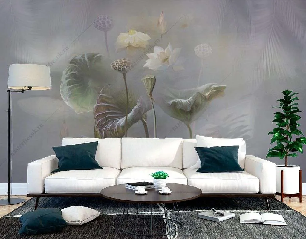 Фотообои в интерьере красивый лотос  13-494 фото