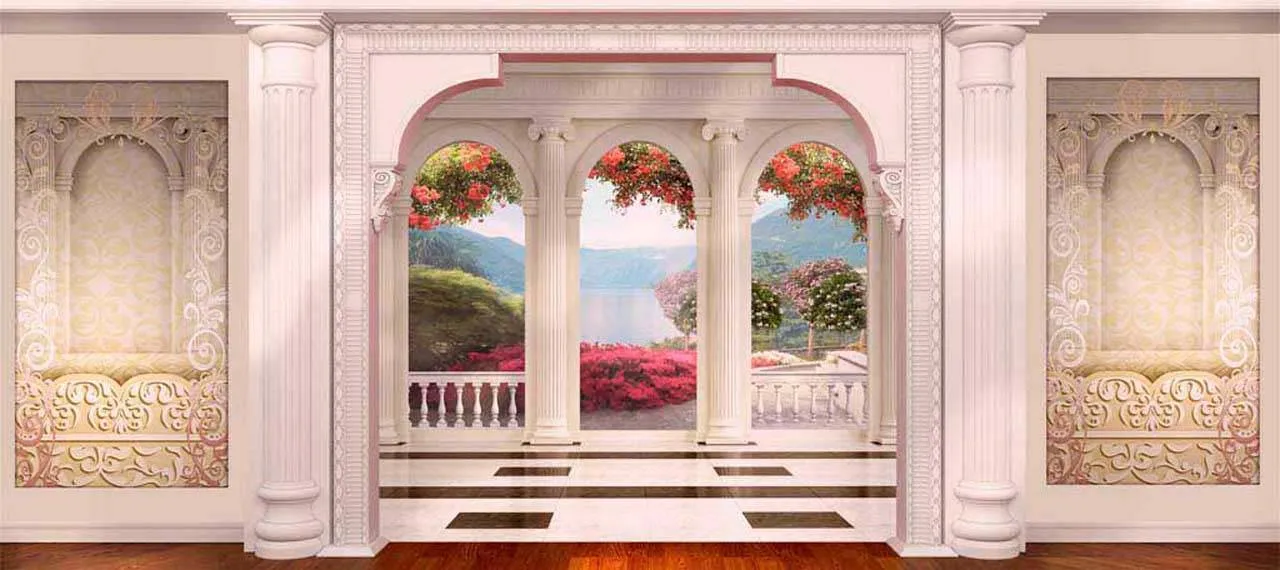 Фотообои в интерьере классическая терраса в горах  6-076 фото