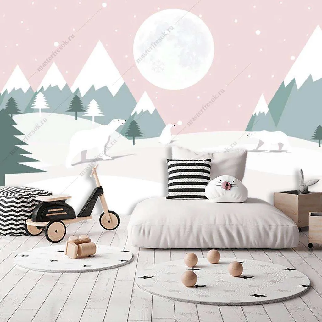 Фотообои в интерьере розовое небо  14-158 фото