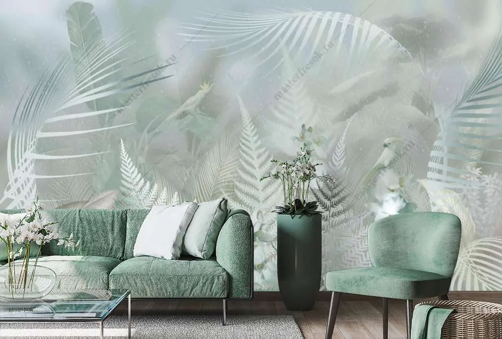 Фотообои Бесшовные обои на стену:  Пальмовые листья. Артикул: 13-366  