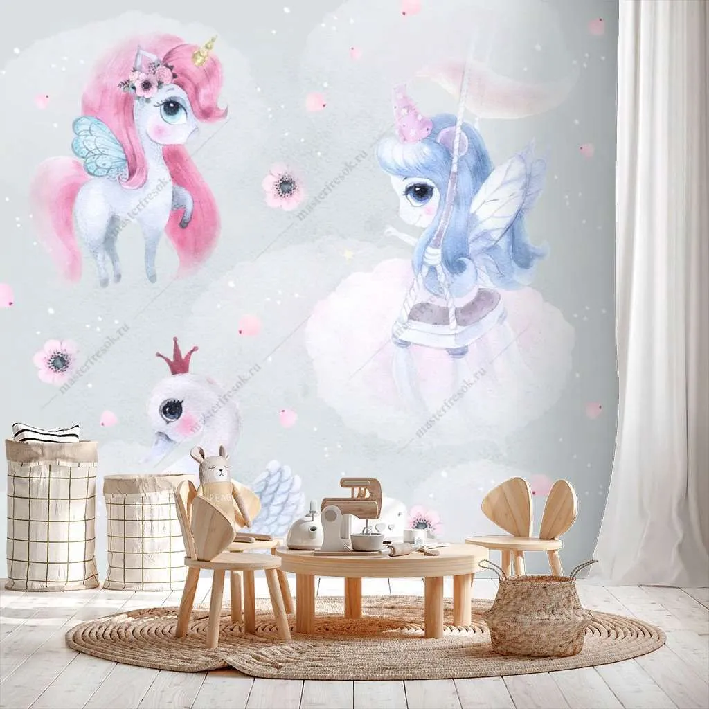 Фотообои Бесшовные обои на стену:  Волшебный единорог. Артикул: 14-316  