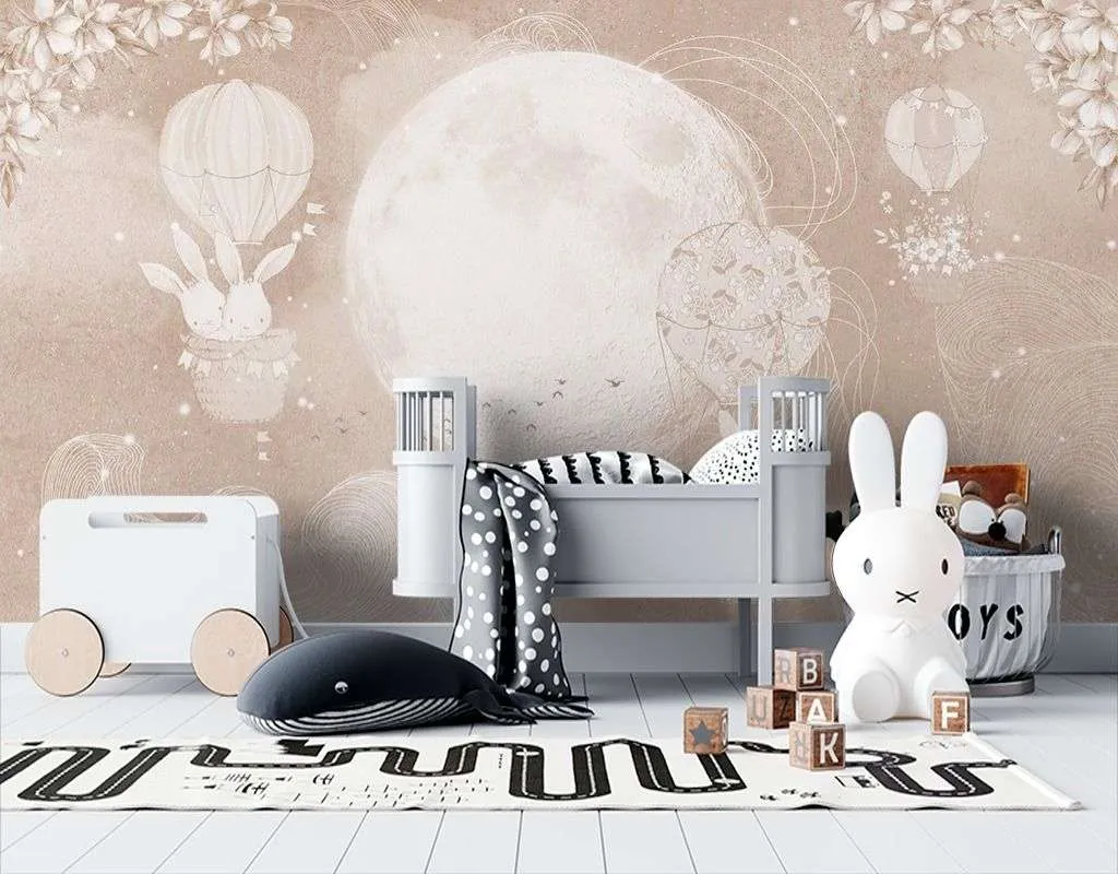 Фотообои в интерьере детские. зайка на шарике  12-1623 фото