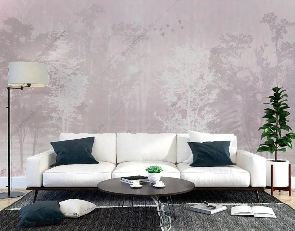 Фотообои Бесшовные обои на стену:  Фламинго в тумане. Артикул: 9-1837  