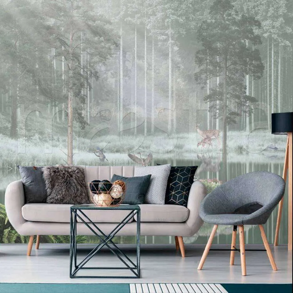 Фотообои Бесшовные обои на стену:  Зеленый лес. Артикул: 7-560  