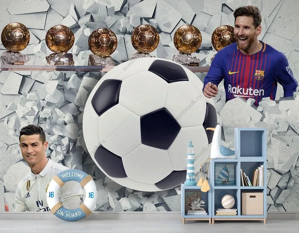 Фотообои Золотые мячи Роналду и Месси  12-1567