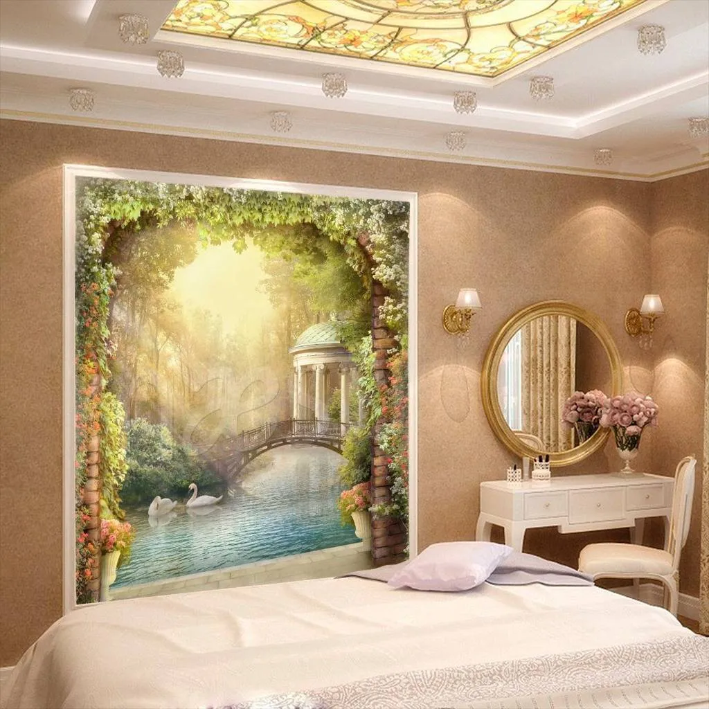 Фотообои Парк с беседкой и прудом  11-184