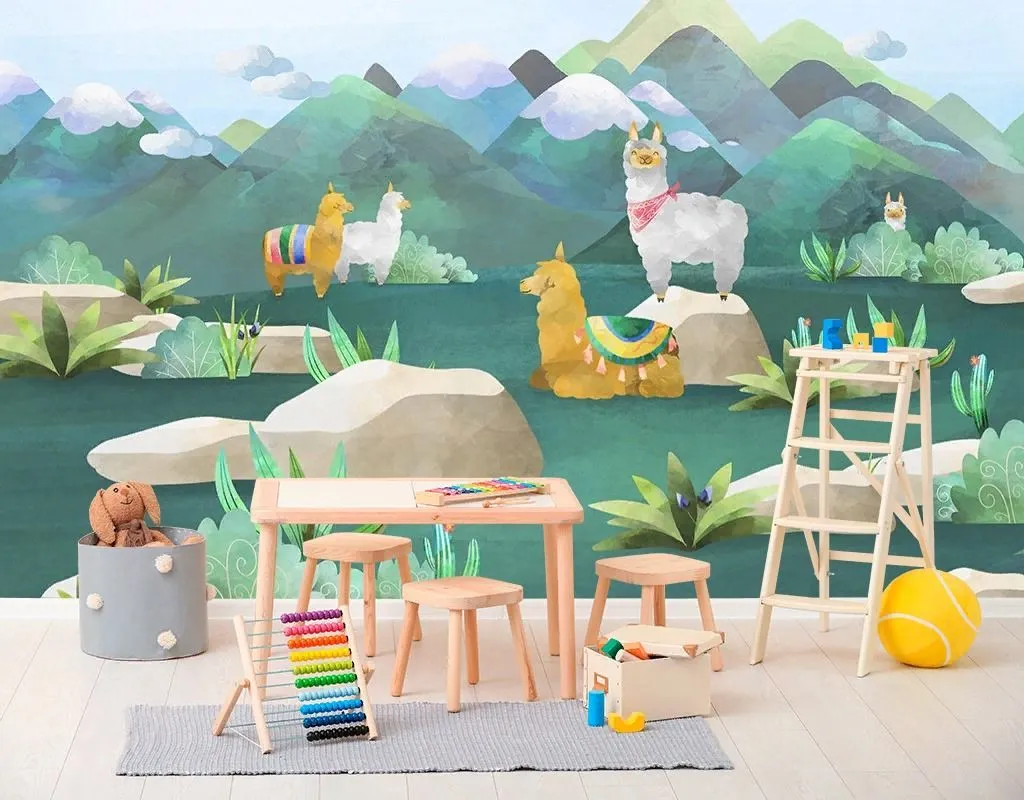 Фотообои детские. Альпаки гуляют  12-1617