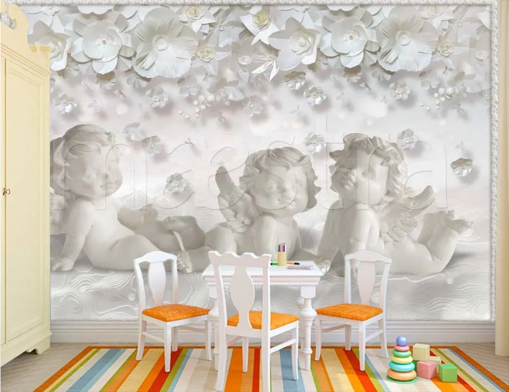 Фотообои в интерьере фигурки ангелов  7-454 фото