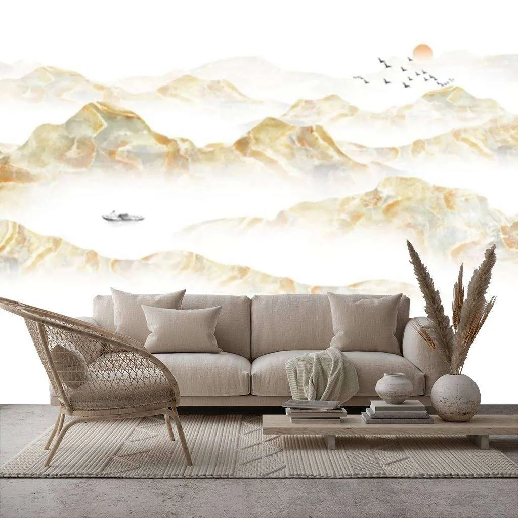 Фотообои в интерьере золотые горы  15-667 фото