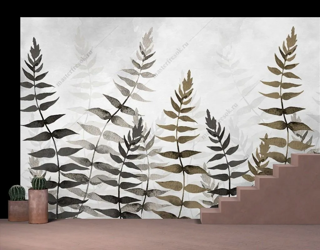 Фотообои в интерьере папоротник листья  9-1752 фото