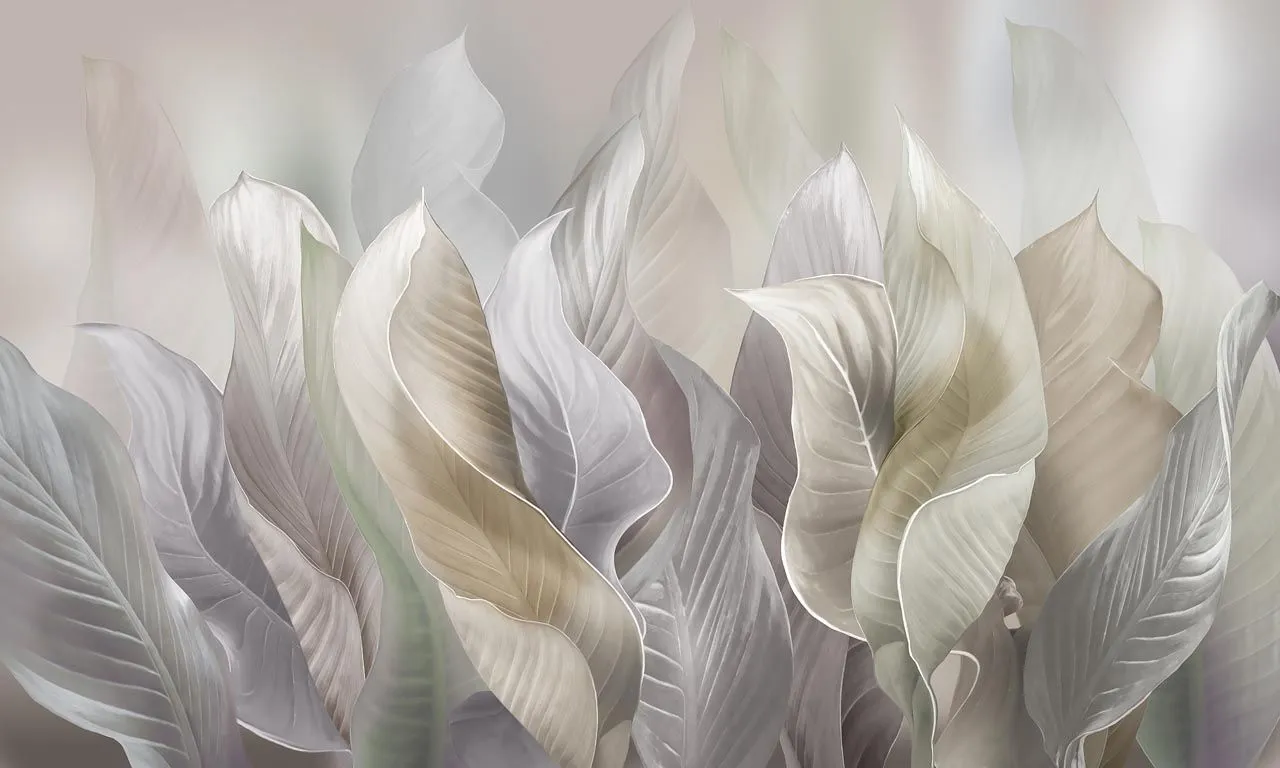 Фотообои в интерьере перья листьев  13-525 фото