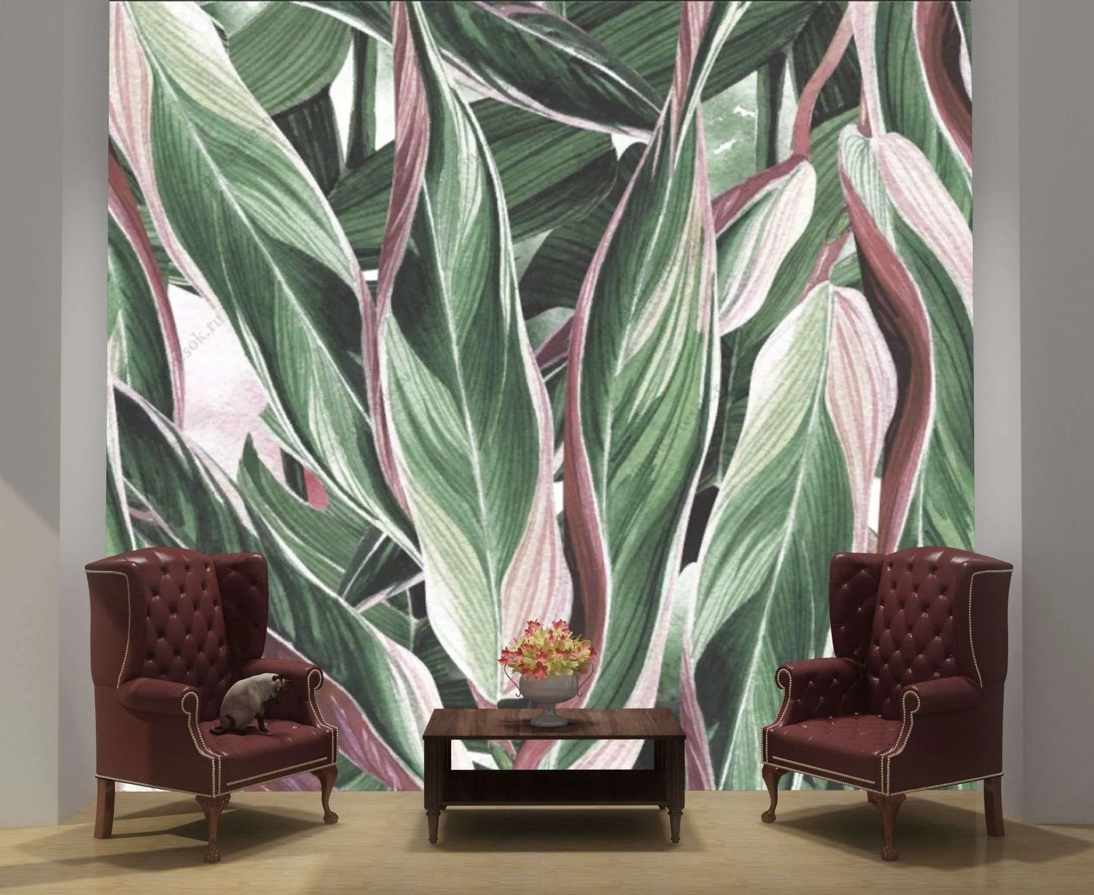 Фотообои в интерьере листья строманты  9-1665 фото