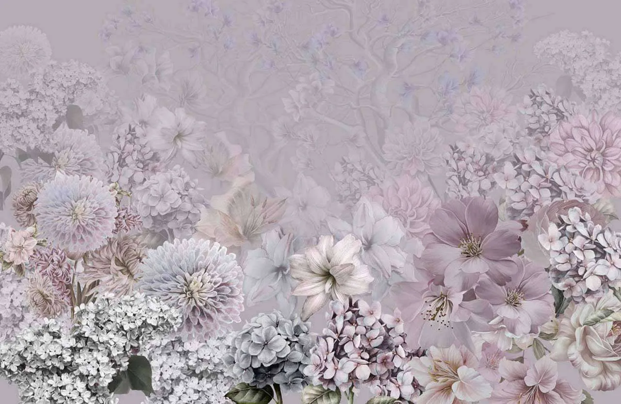 Фотообои в интерьере букет с сиренью  13-100 фото