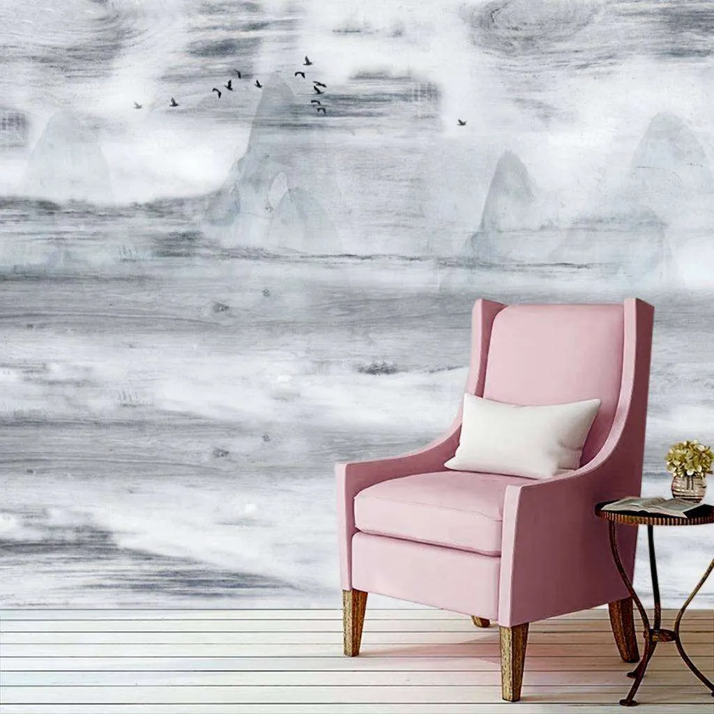 Фотообои в интерьере черно-белые горы  15-678 фото