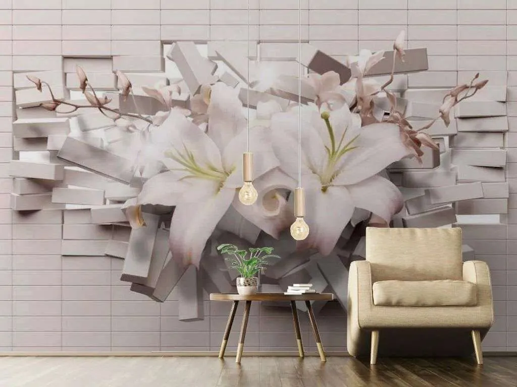 Фотообои в интерьере нежная лилия 3д  17-7175 фото