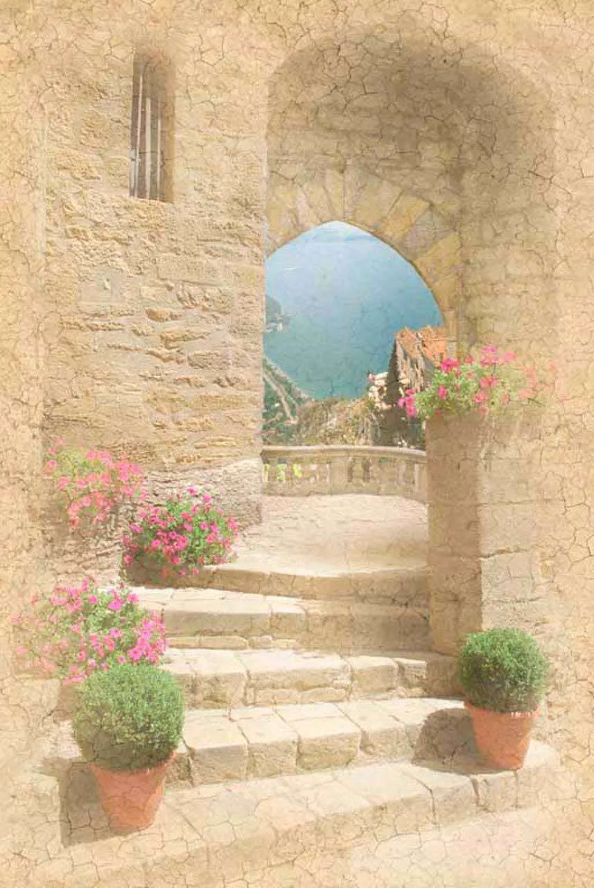 Фотообои в интерьере арка с выходом на скалистый берег  11-064 фото