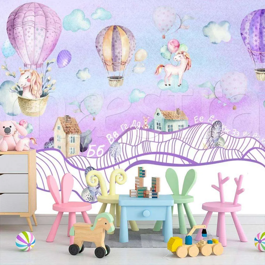 Фотообои Воздушные шары со зверюшками  7-973