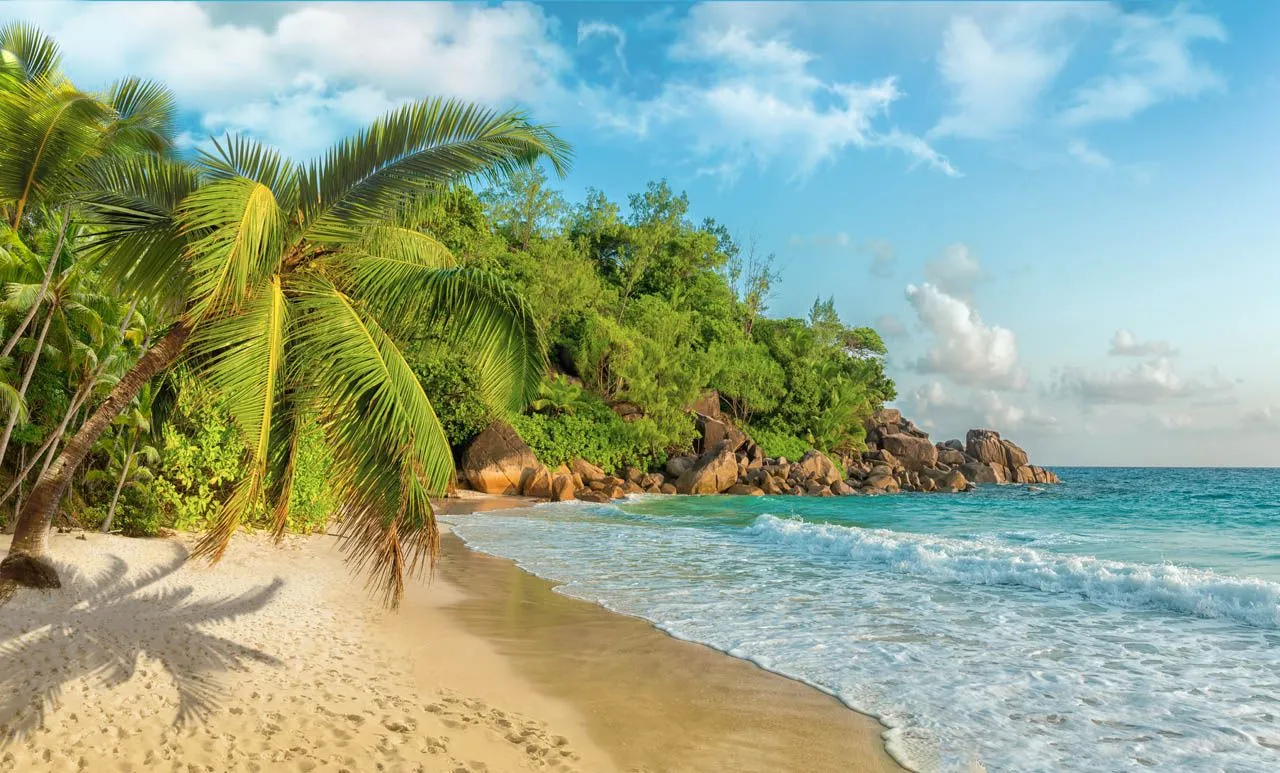 Фотообои в интерьере голубое море и пляж  19-0199 фото