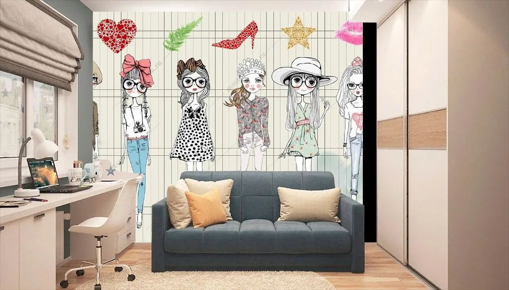 Фотообои Девочки в мультяшном стиле  12-1292