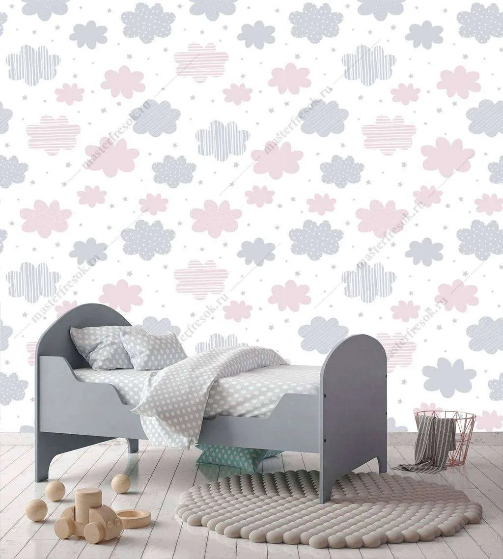 Фотообои в интерьере облака разноцветные  12-758 фото