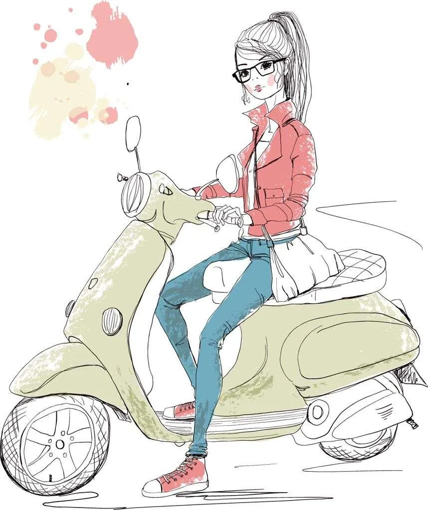 Фотообои в интерьере девушка на скутере  12-1245 фото