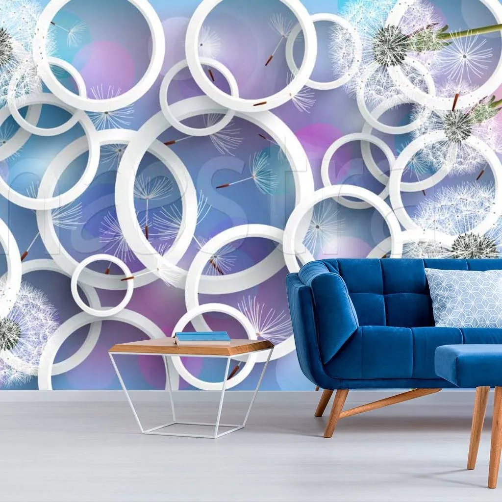 Фотообои 3д круги и одуванчики  10-467