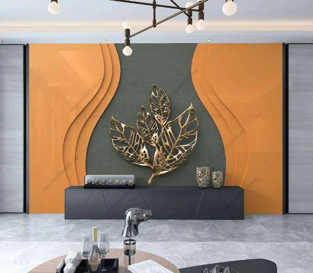 Фотообои в интерьере филигрань листочек  16-071 фото
