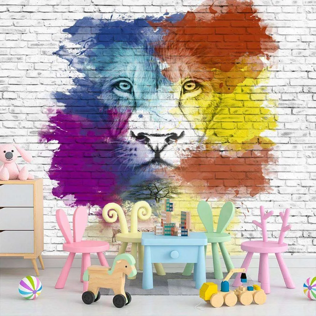 Фотообои в интерьере лев абстракция  12-905 фото