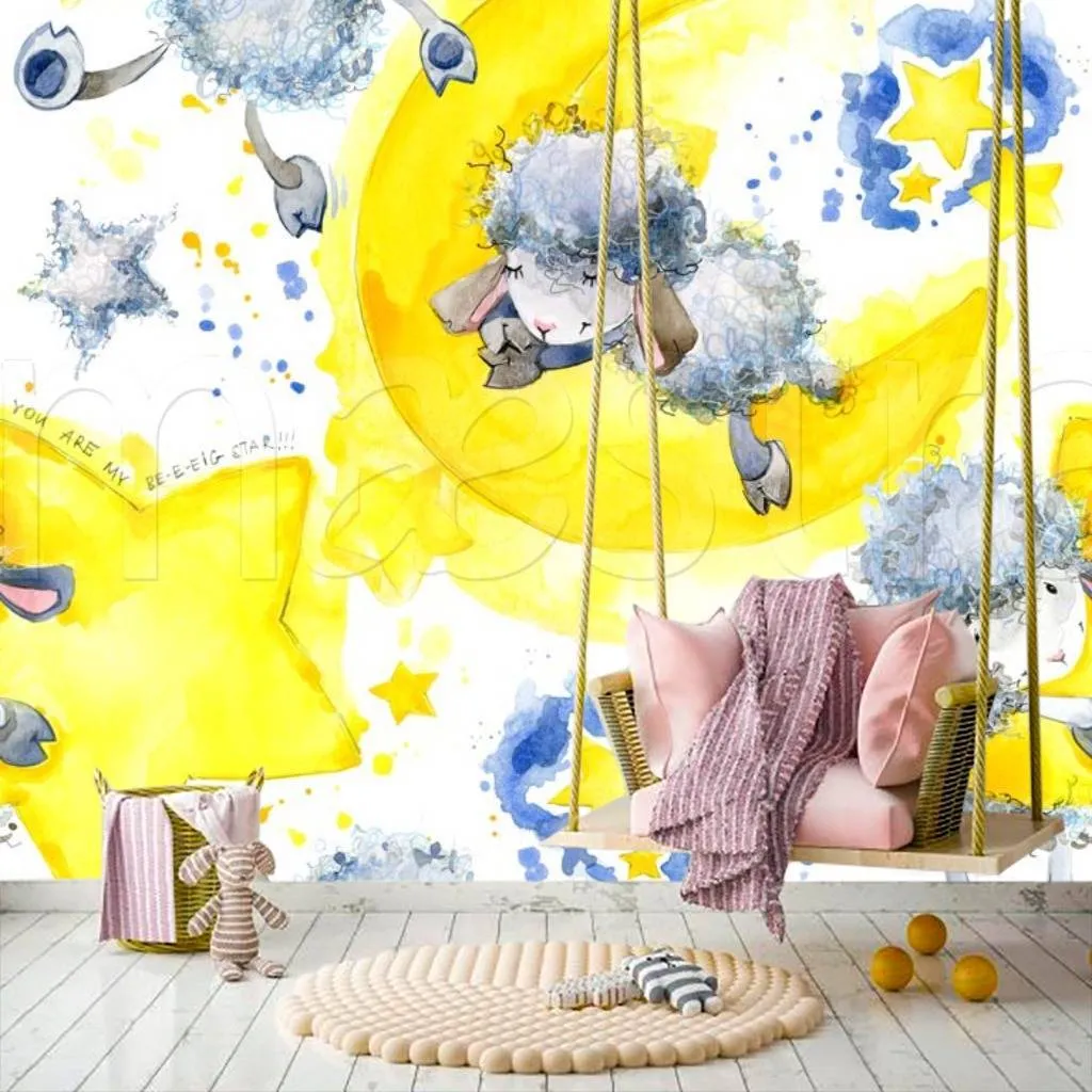 Фотообои Овечки летают над желтыми кругами  12-360