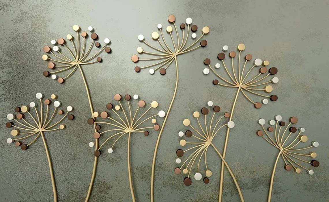 Фотообои в интерьере золотой тисненый одуванчик д  15-417 фото