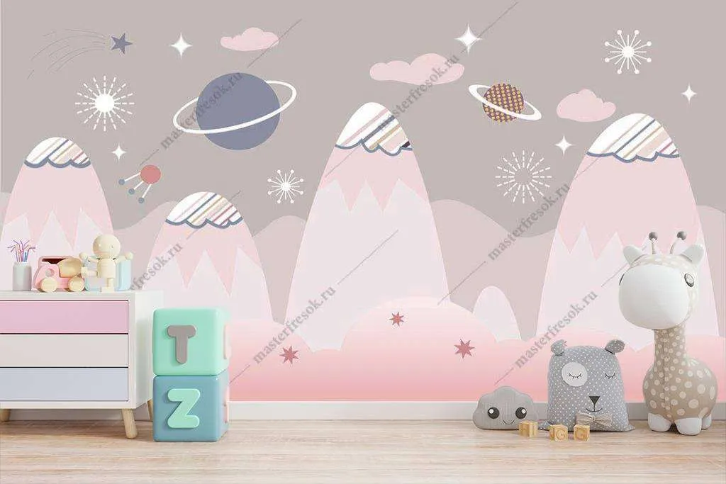 Фотообои в интерьере планеты в горах  14-034 фото