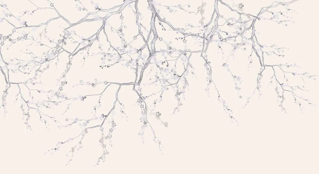 Фотообои в интерьере тонкие ветки сакуры  13-416 фото