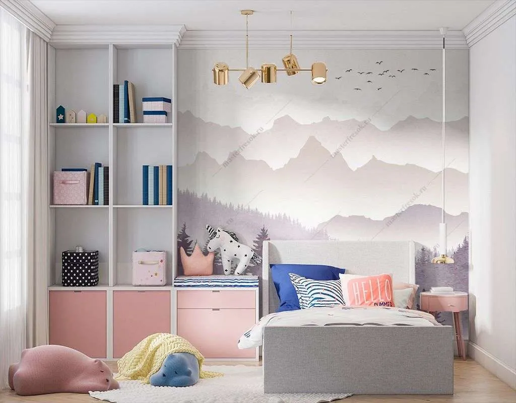 Фотообои в интерьере красивый вид на горы  14-415 фото