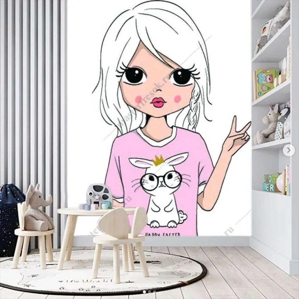 Фотообои в интерьере модная девочка  12-1253 фото