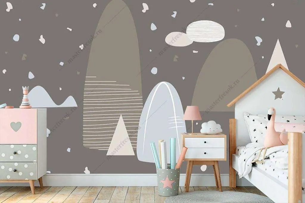 Фотообои в интерьере горы на темном фоне  14-099 фото