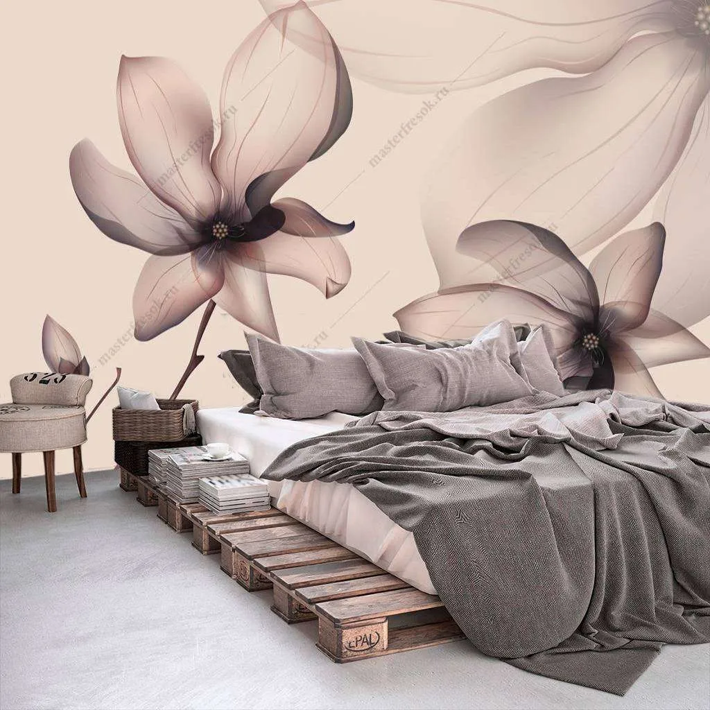 Фотообои в интерьере цветы магнолии  14-126 фото