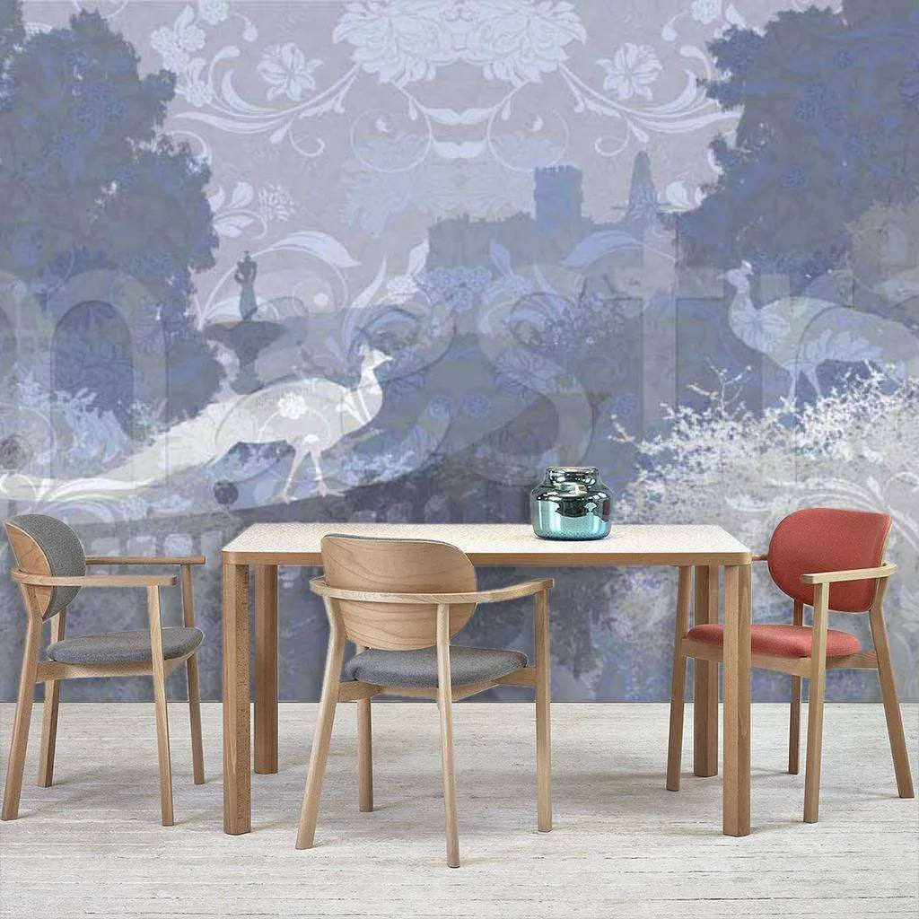 Фотообои в интерьере павлины на сером фоне  7-069 фото