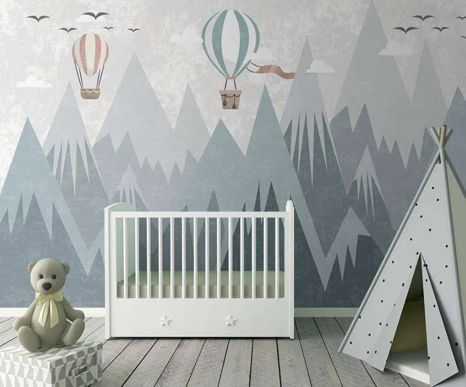 Фотообои Бесшовные обои на стену:  Горы и воздушные шары. Артикул: 15-161  