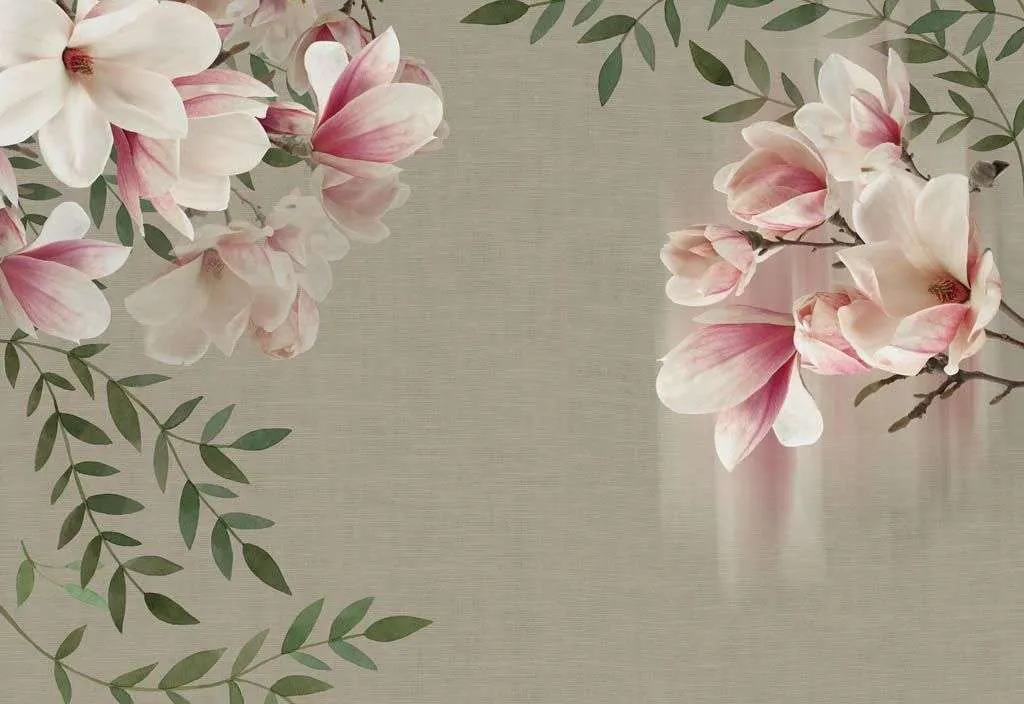 Фотообои в интерьере магнолии 3д  14-305 фото