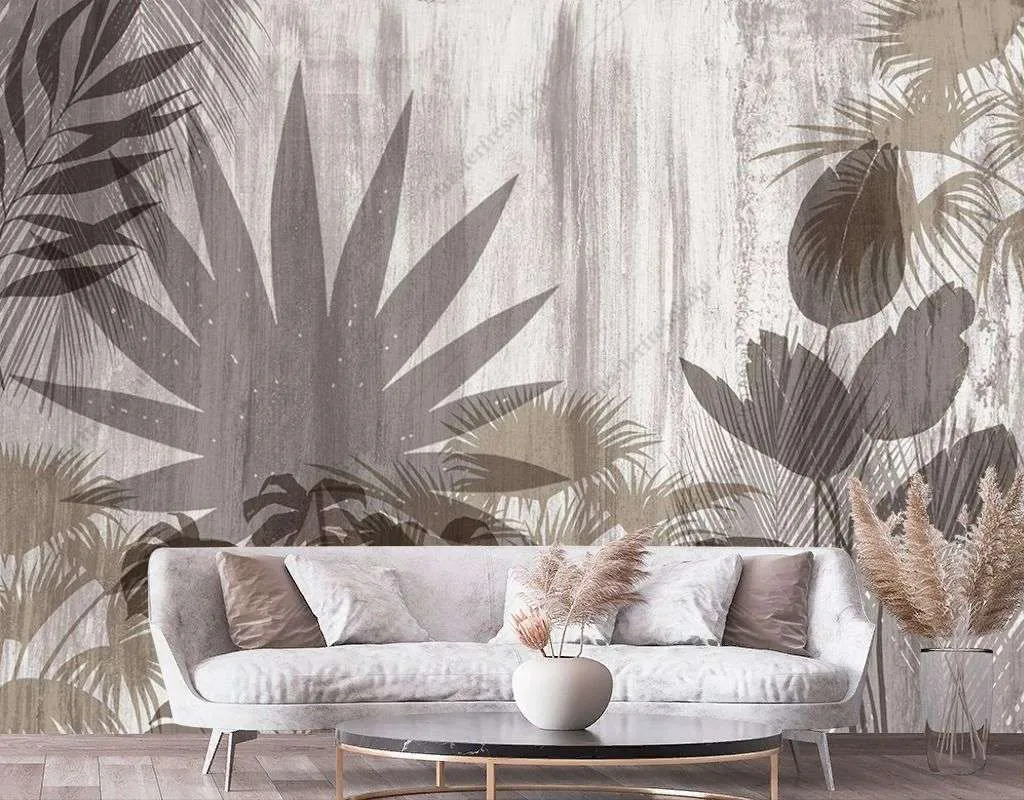 Фотообои в интерьере листья папоротника коричневые  9-1755 фото