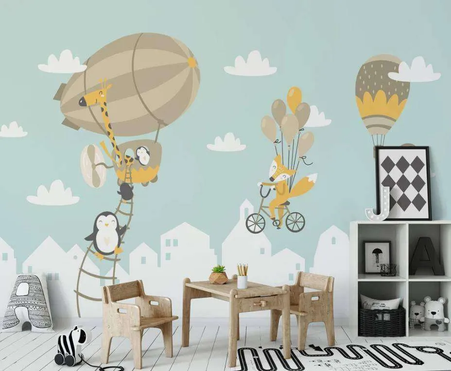 Фотообои Пингвины на воздушном шаре  15-128