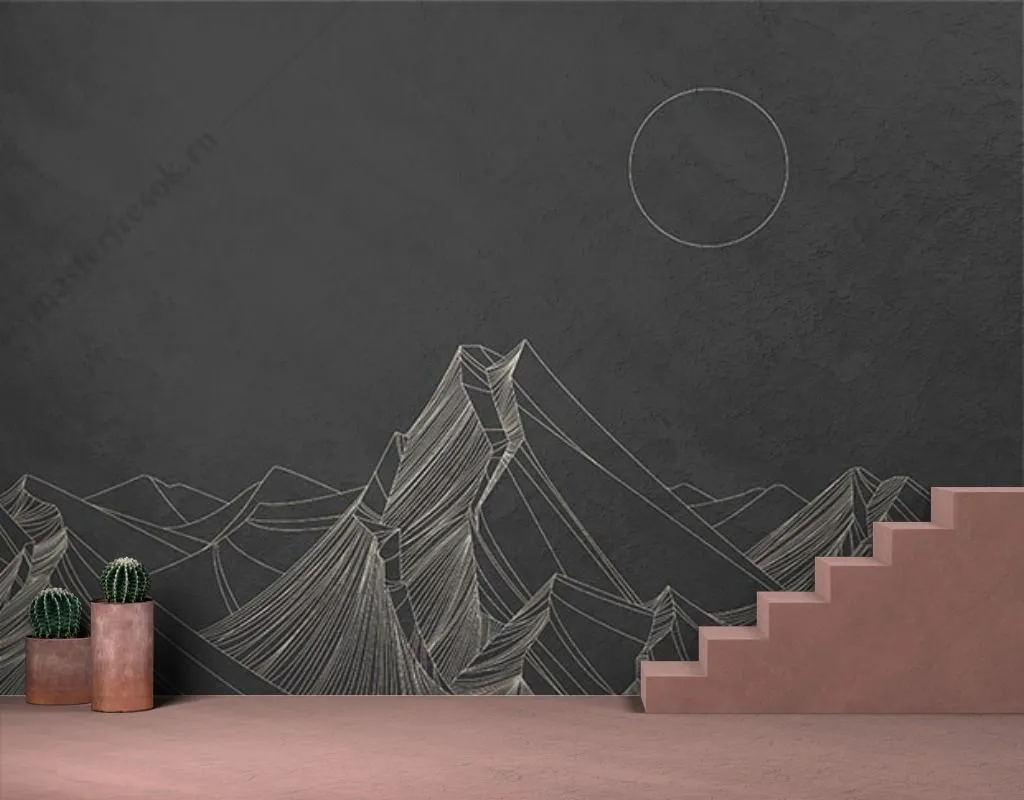 Фотообои в интерьере горы на черном фоне  9-1610 фото