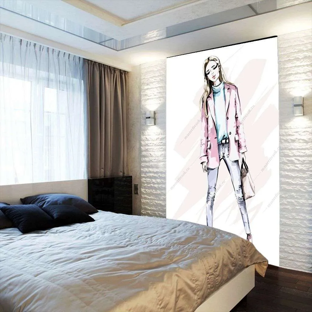 Фотообои в интерьере девушка с сумочкой  12-1379 фото