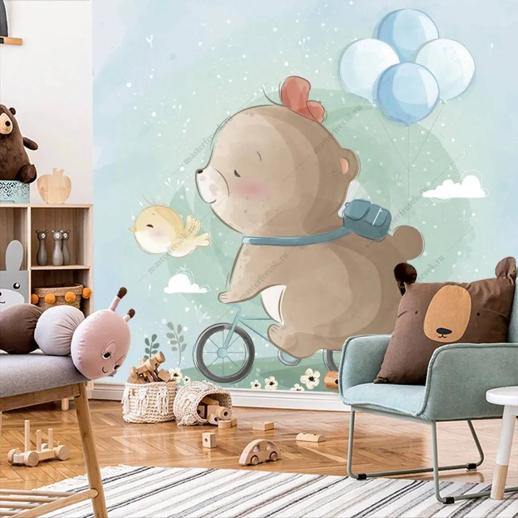 Фотообои Котенок на велосипеде  12-463